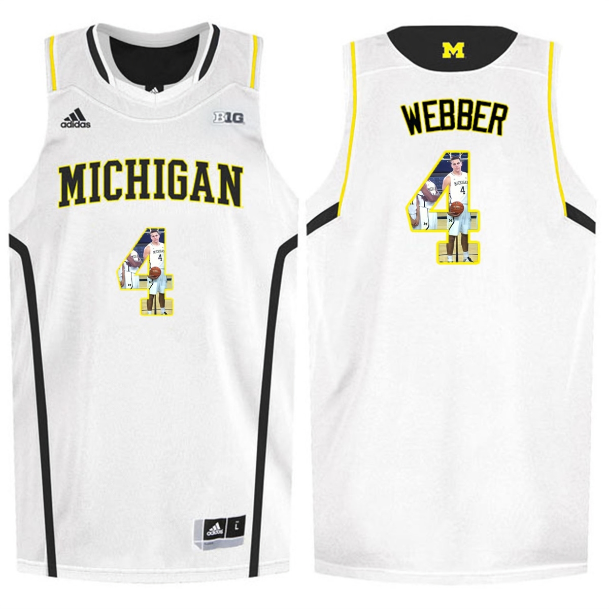 Michigan Wolverines Men's NCAA Chirs Webber #4 White Player Art Player Pictorial Tank Top College Basketball Jersey OBN6749YF